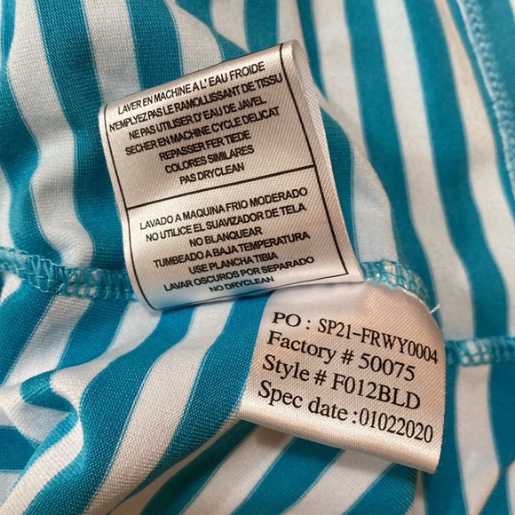 NWT Fairways Golf Top Size XL Sleeveless Split Collar Teal/White Stripe Deluxdri - Picture 11 of 12